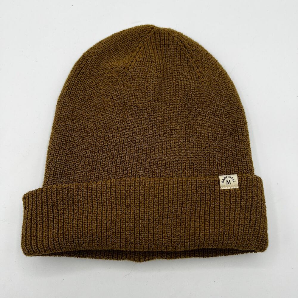 Madewell NWT Brown Green Recycled Cotton Knit Beanie
